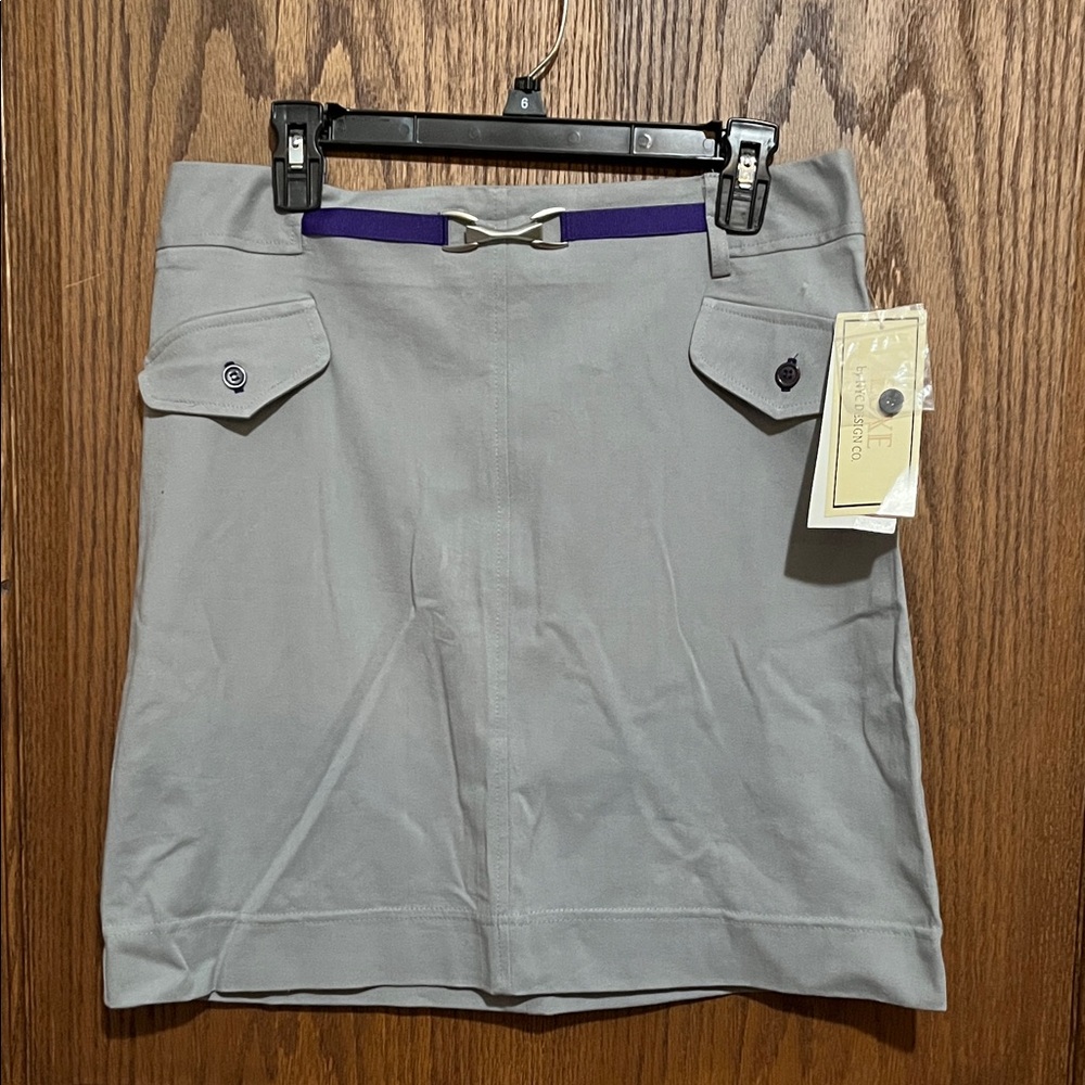 Luxe Gray Mini Skirt with Purple Detail